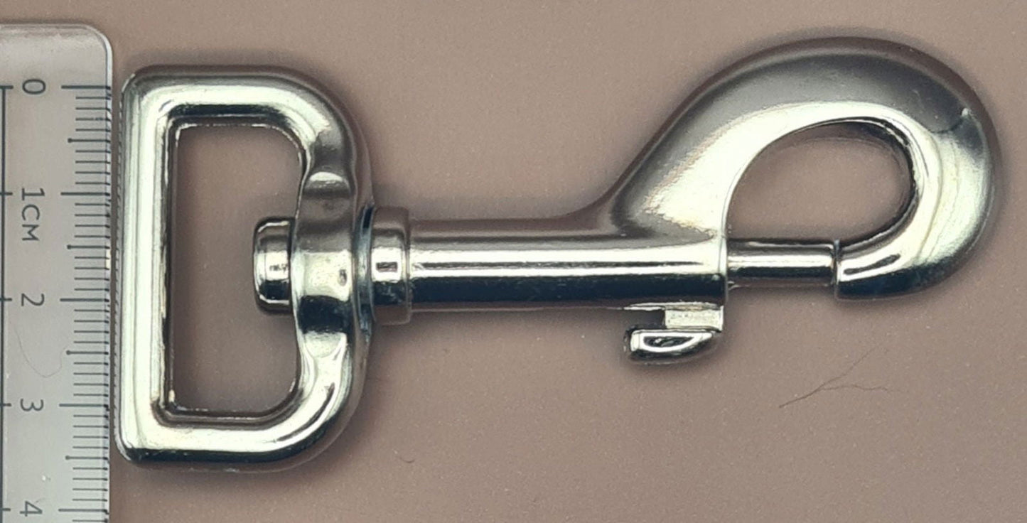 Karabiner mit Drehgelenk (Gr. 5) für Gurte oder Riemen bis max. 25 mm (Zinkdruckguss, vernickelt) - BenniBerto.de