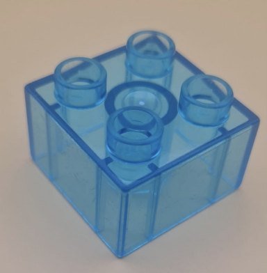 Original LEGO Duplo Spielbausteine 2x2 - transparent blau "Glas" / 4 Pin - SECOND HAND - BenniBerto.de