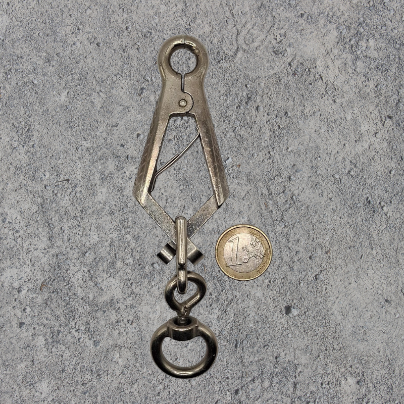 Z1 Scherenkarabiner / Zangenkarabiner 90g (Metall, vernickelt) speziell für Hundeleinen 90 mm (zuzüglich Öse)