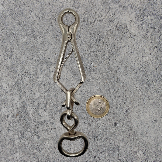 Z2 Scherenkarabiner / Zangenkarabiner 90g (Metall, vernickelt) speziell für Hundeleinen 95 mm (zuzüglich Öse)