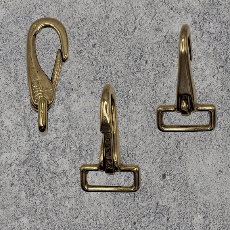GK3 Gurtkarabiner (Metall, messingfarben) für Gurte / Riemen bis 25 mm - BenniBerto.de